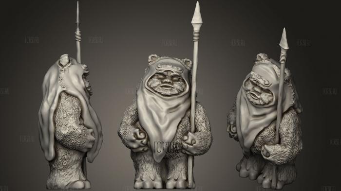 Ewok With Spear 3d stl for CNC